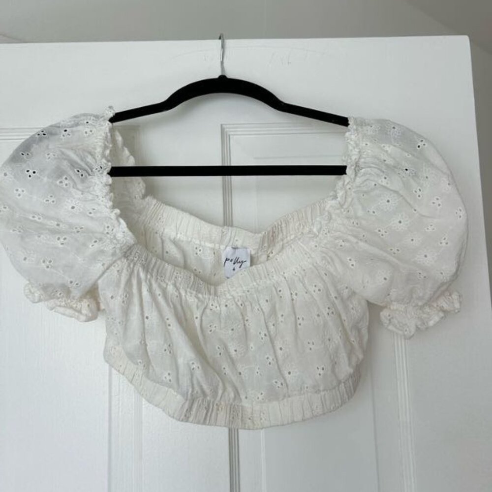 Princess Polly White Eyelet Crop Top